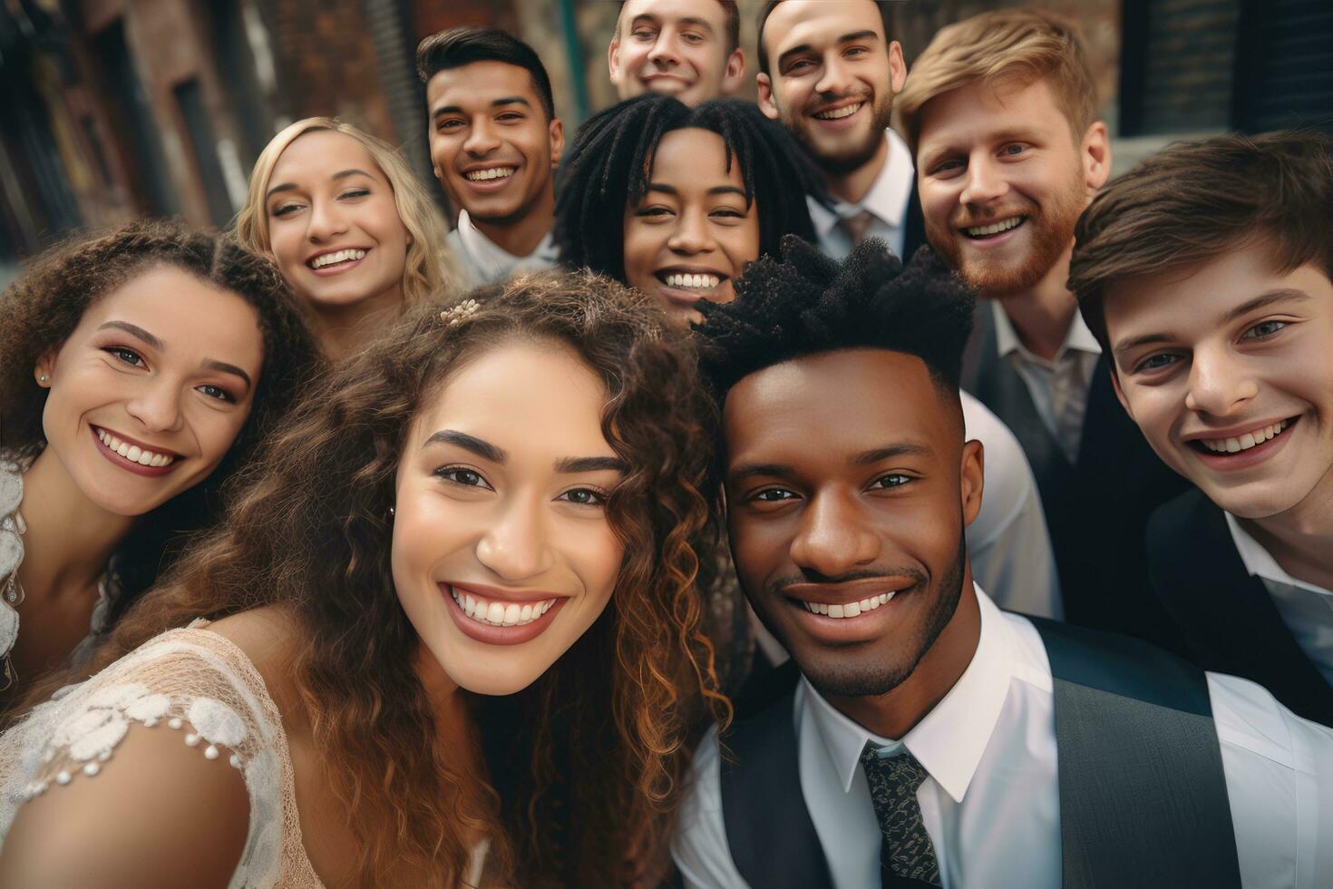 AI generated Multi ethnic diversity people at wedding photo