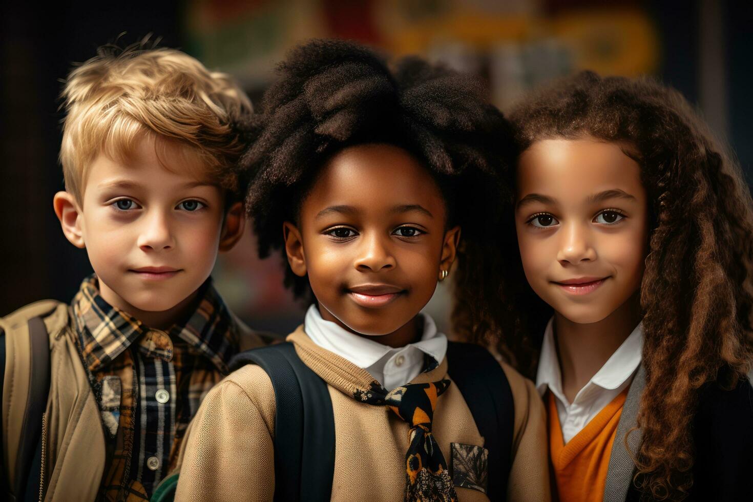 AI generated ethnic diversity school kids photo