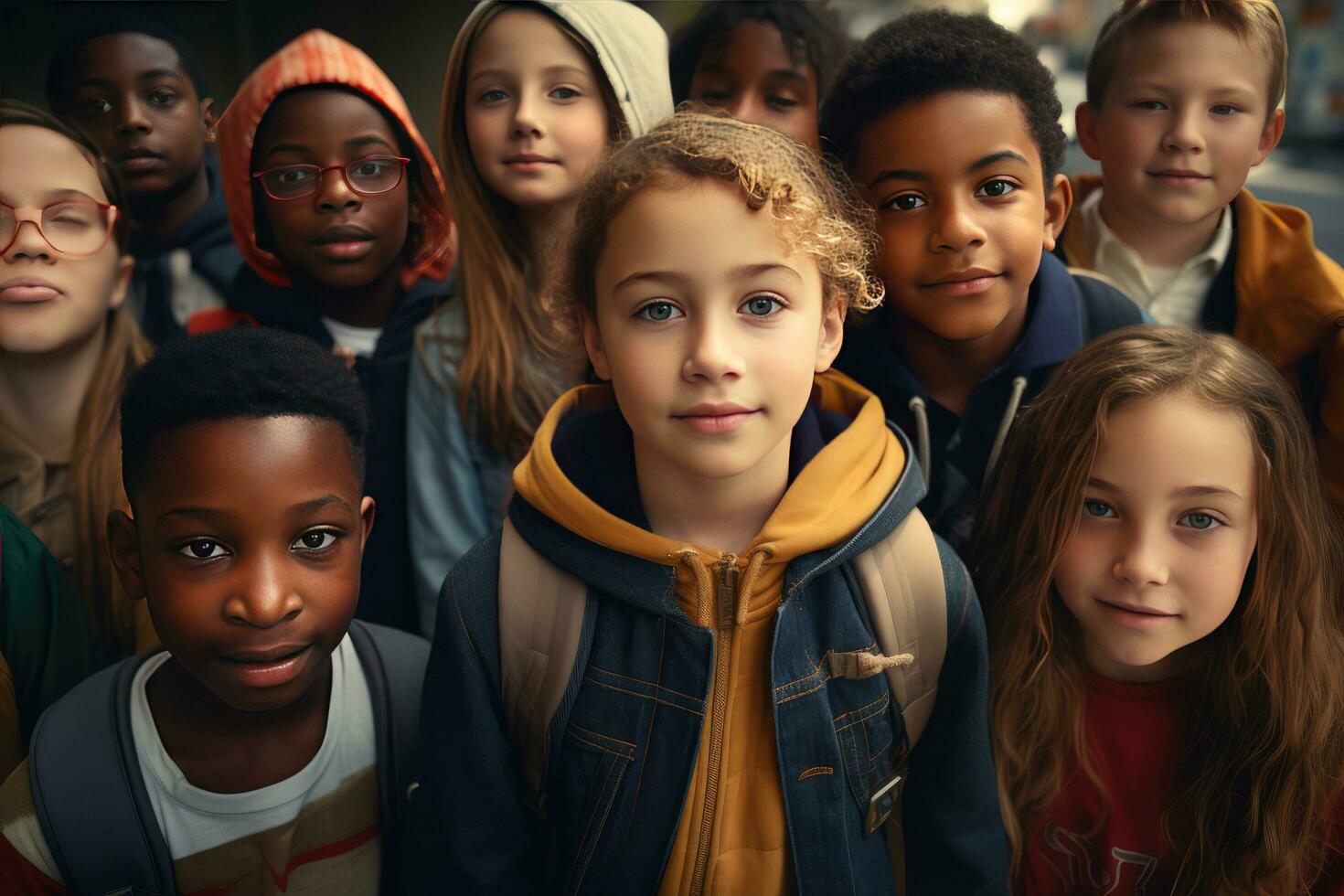 ai generado étnico diversidad colegio niños foto