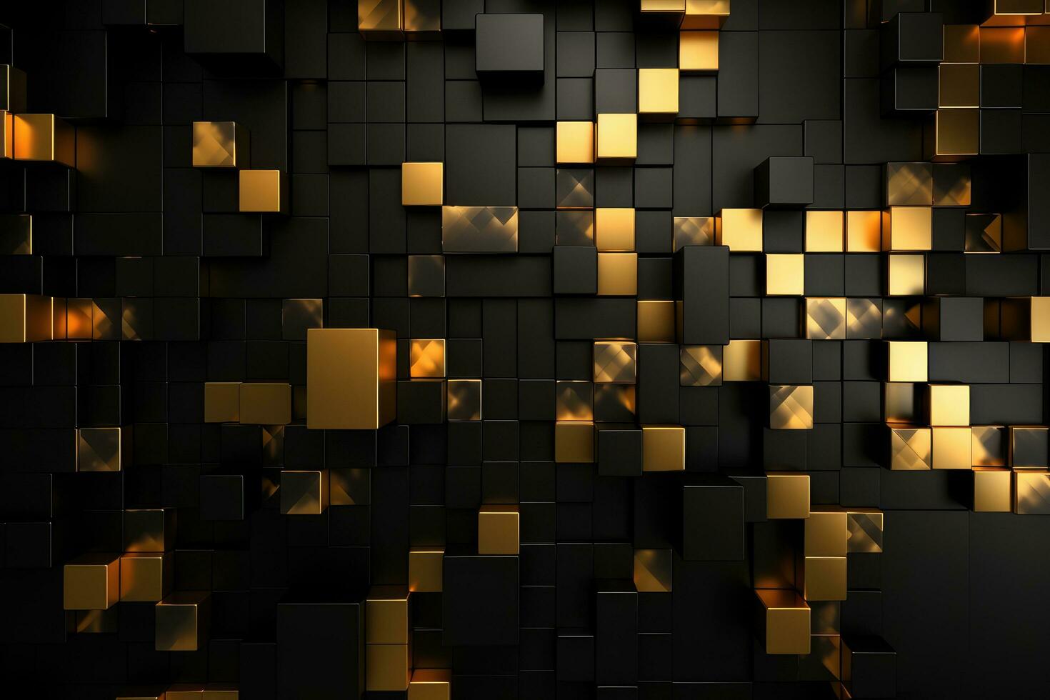 AI generated Gold and black abstract mosaic background photo
