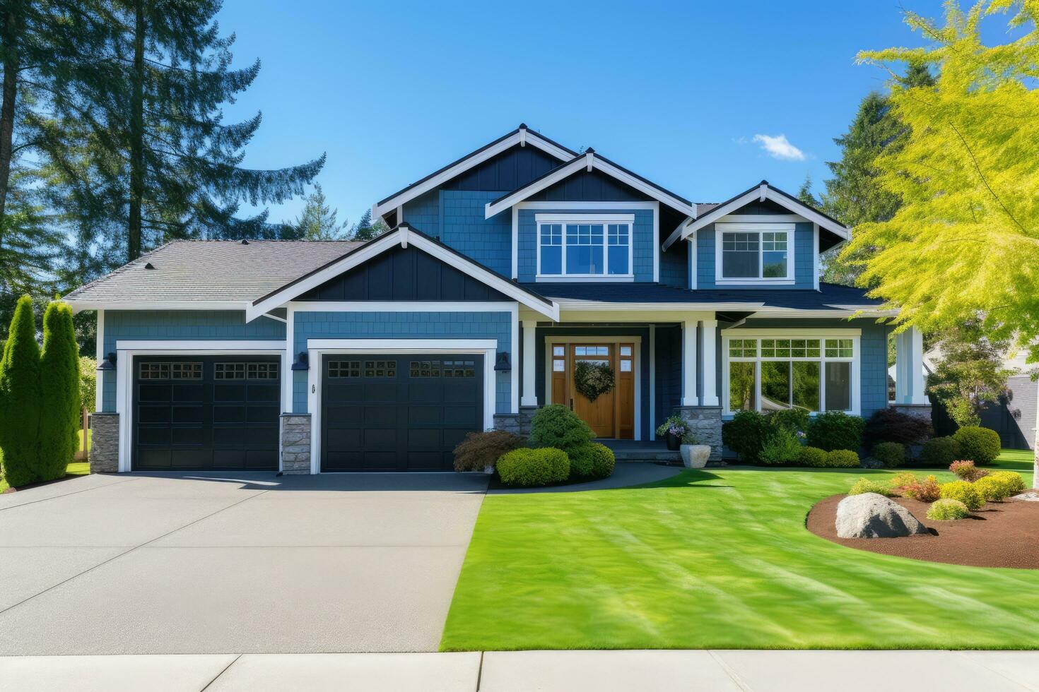 AI generated house front view real estate photo