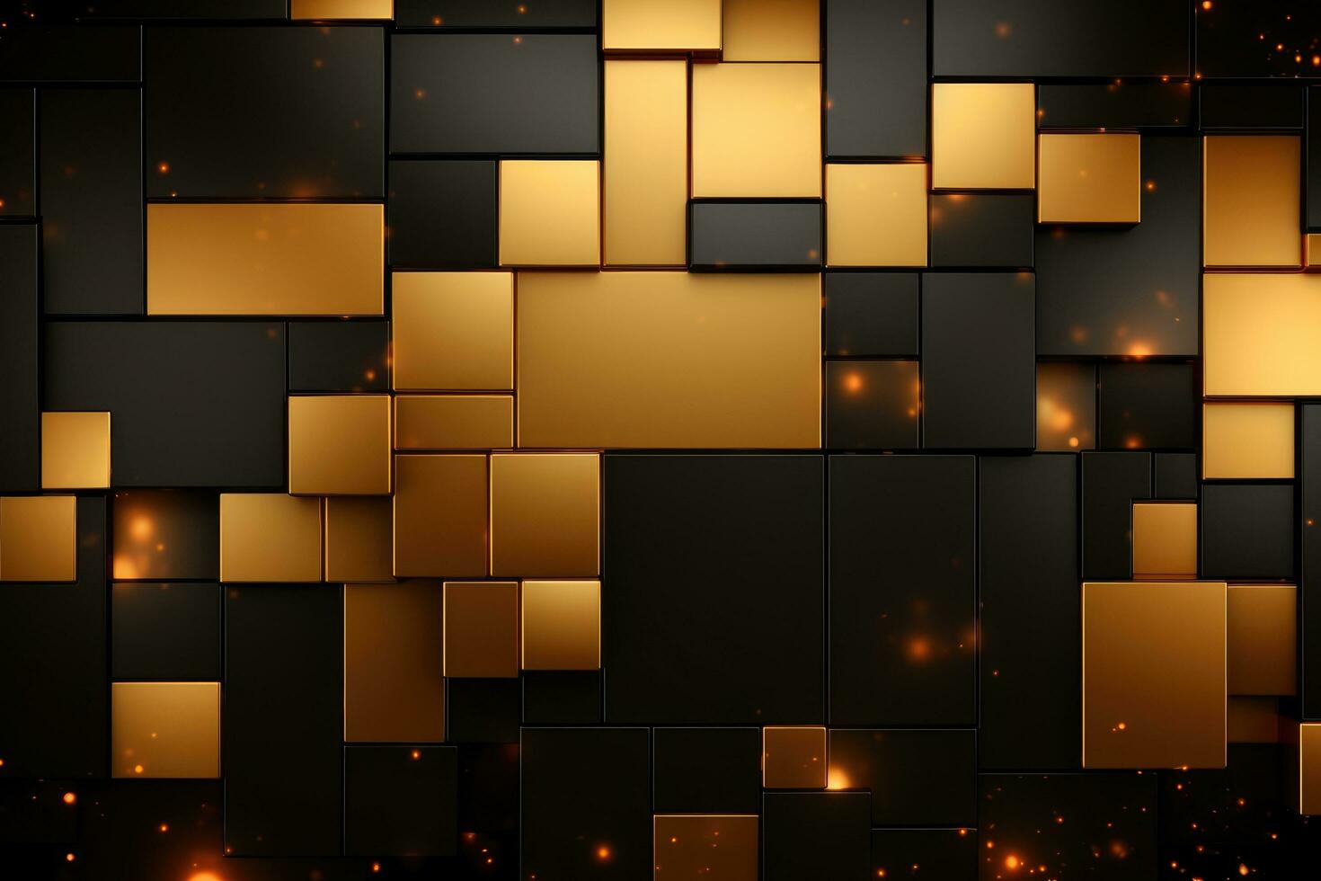 AI generated Gold and black abstract mosaic background photo