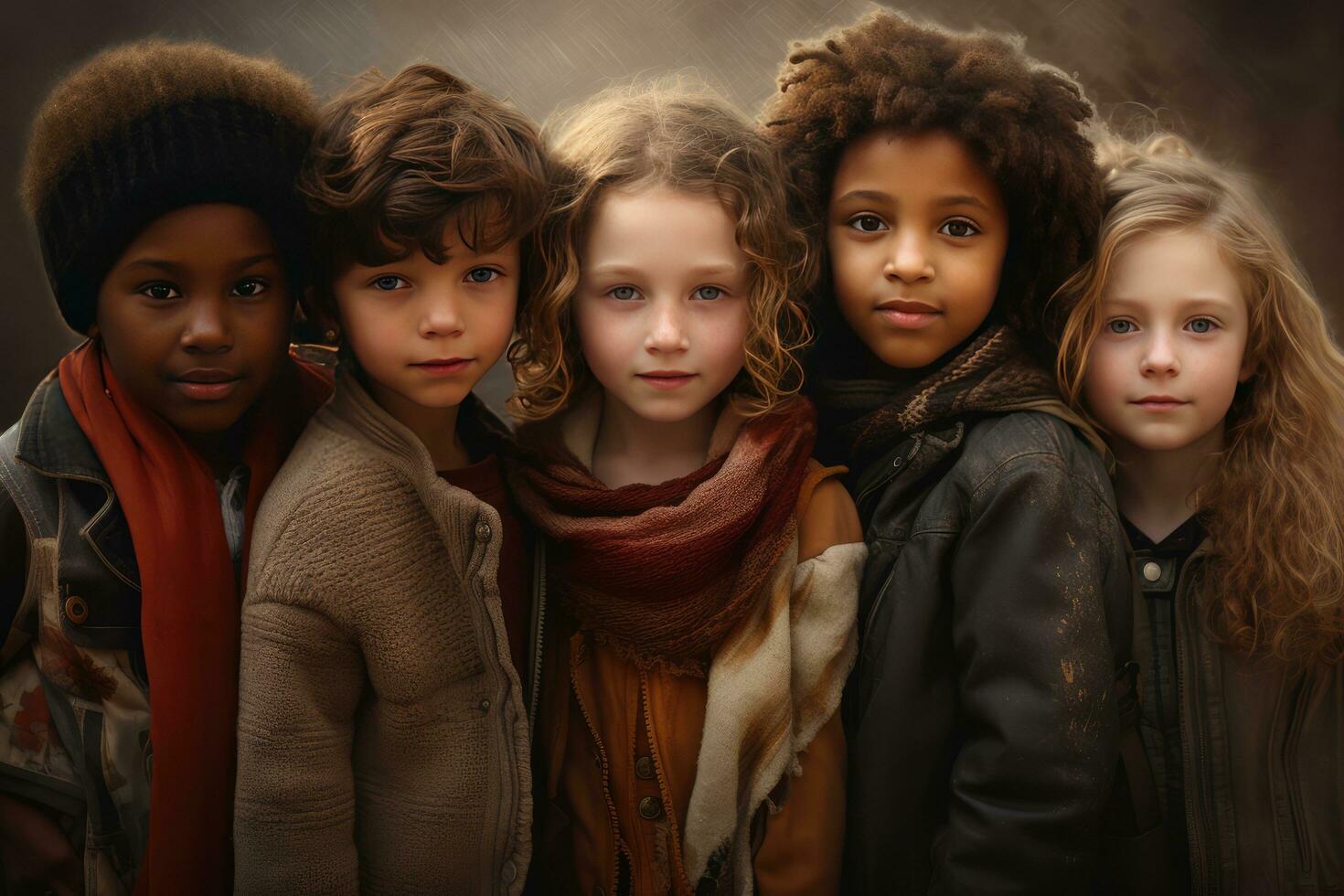 AI generated diversity ethnic kids photo