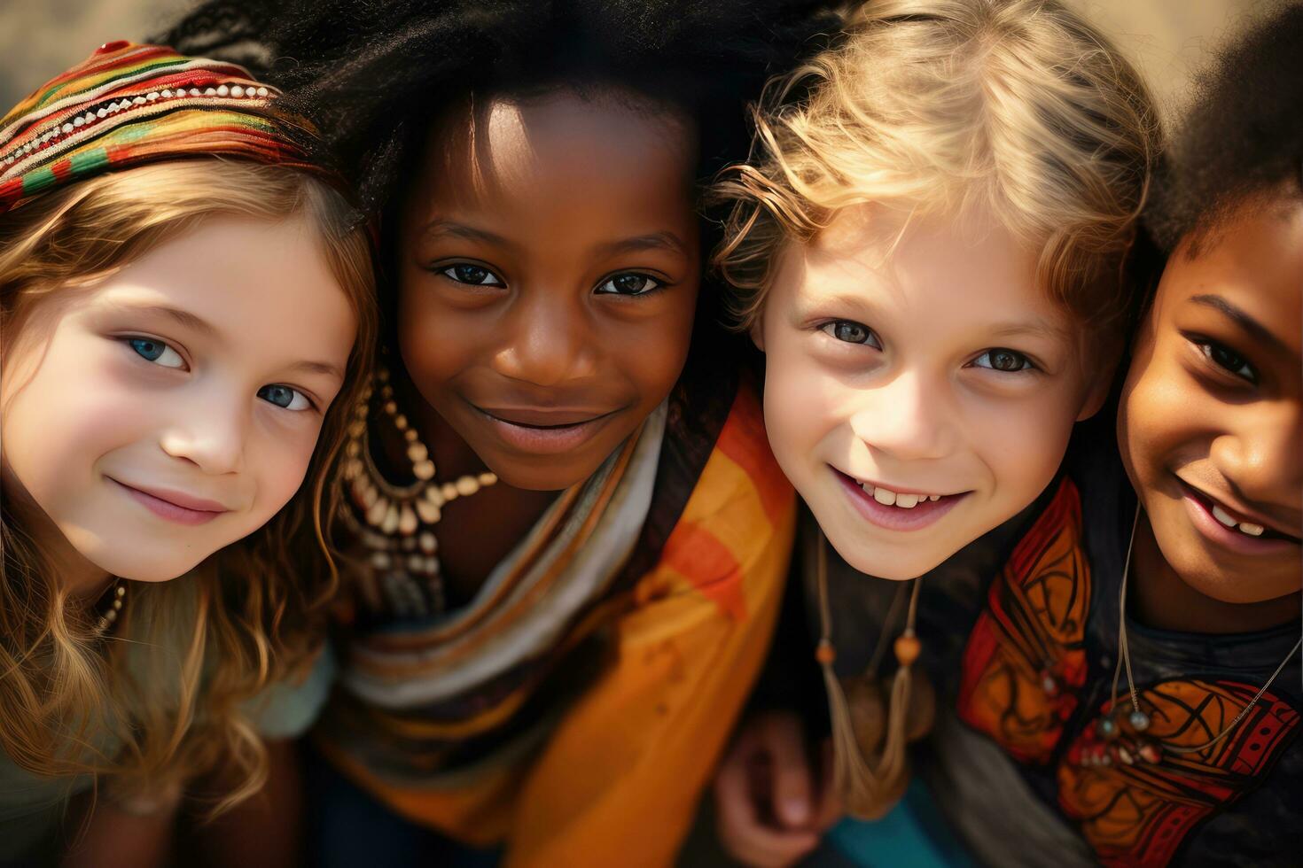 AI generated diversity ethnic kids photo