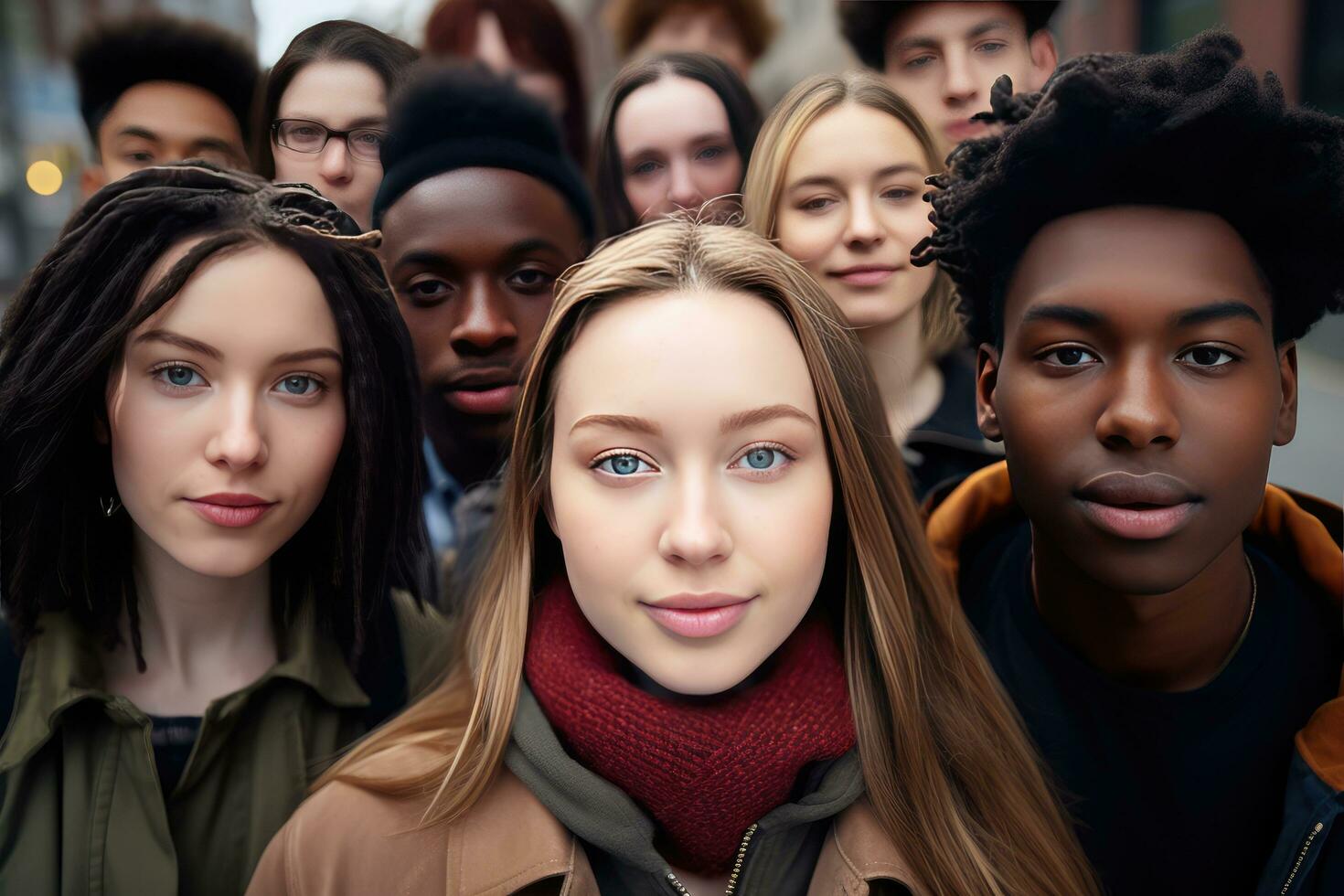 AI generated multi ethnic diverse college students photo