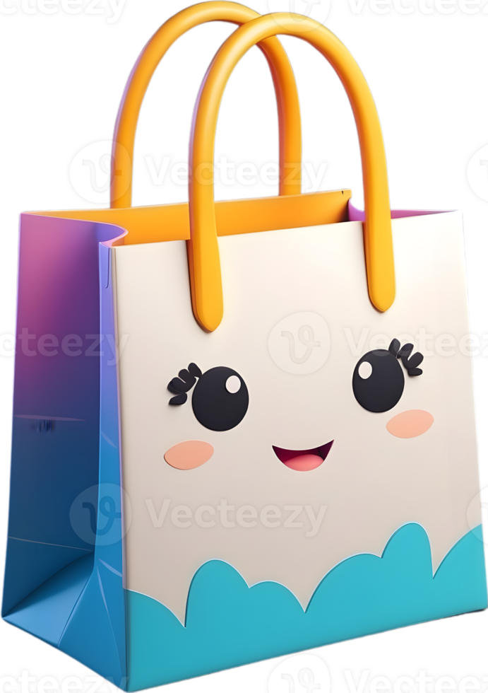 AI generated a shopping bag with a smiley face png