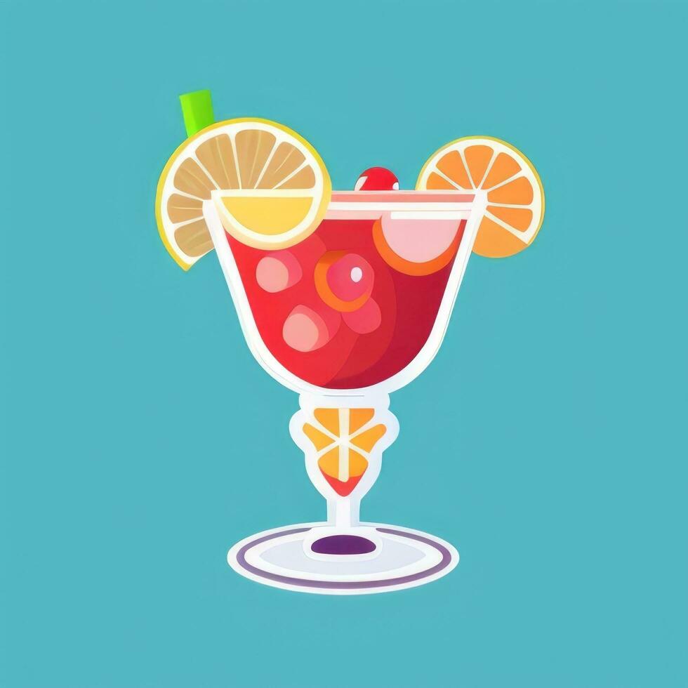 AI generated Liquor Cocktail Drinks Icon Clip Art Sticker Decoration Simple Background photo