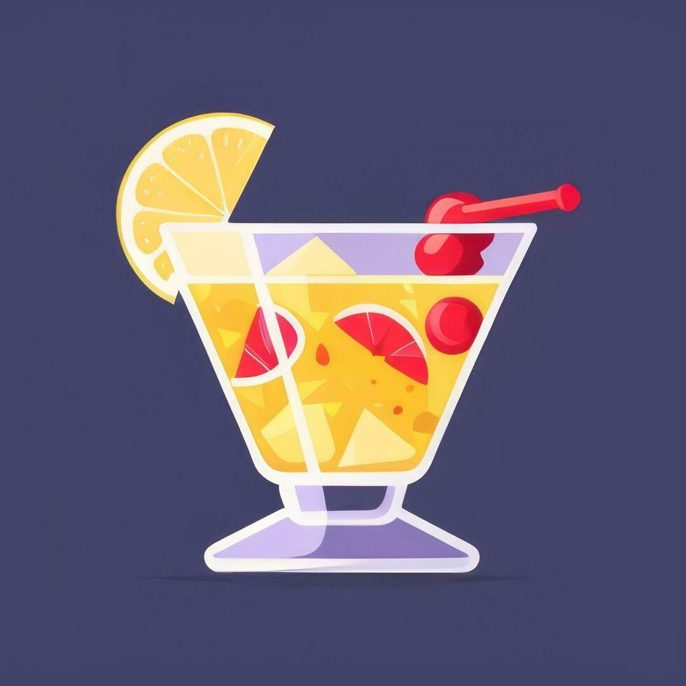 AI generated Liquor Cocktail Drinks Icon Clip Art Sticker Decoration Simple Background photo