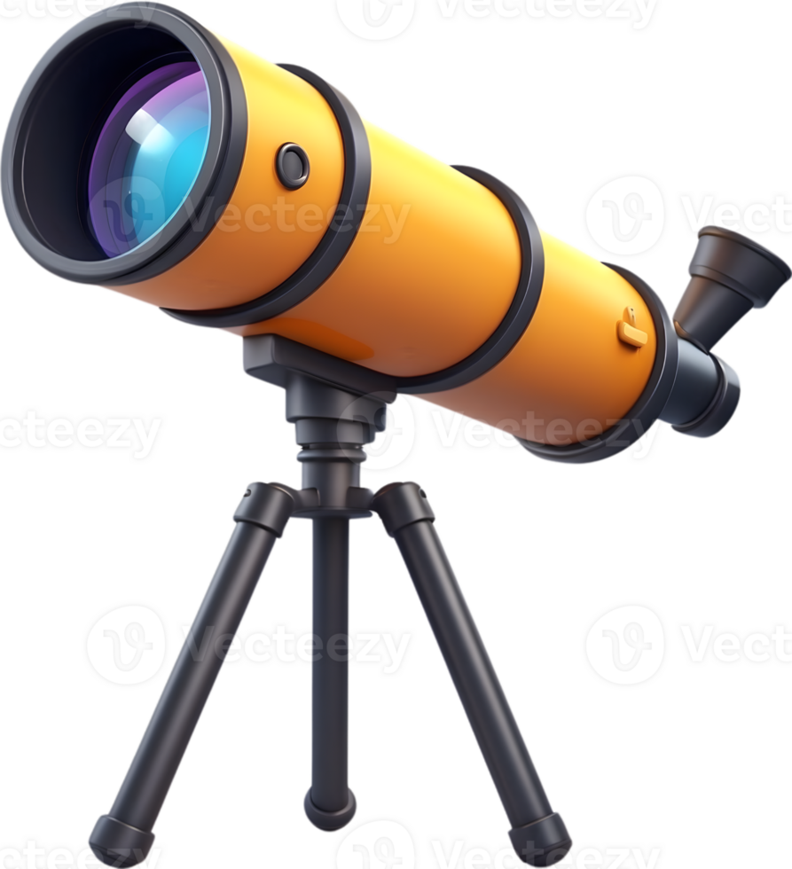 AI generated telescope on tripod with transparent background png