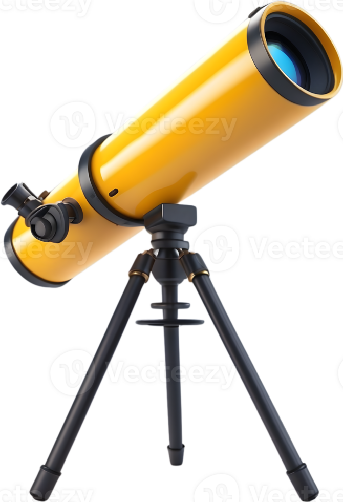 AI generated telescope on tripod with transparent background png