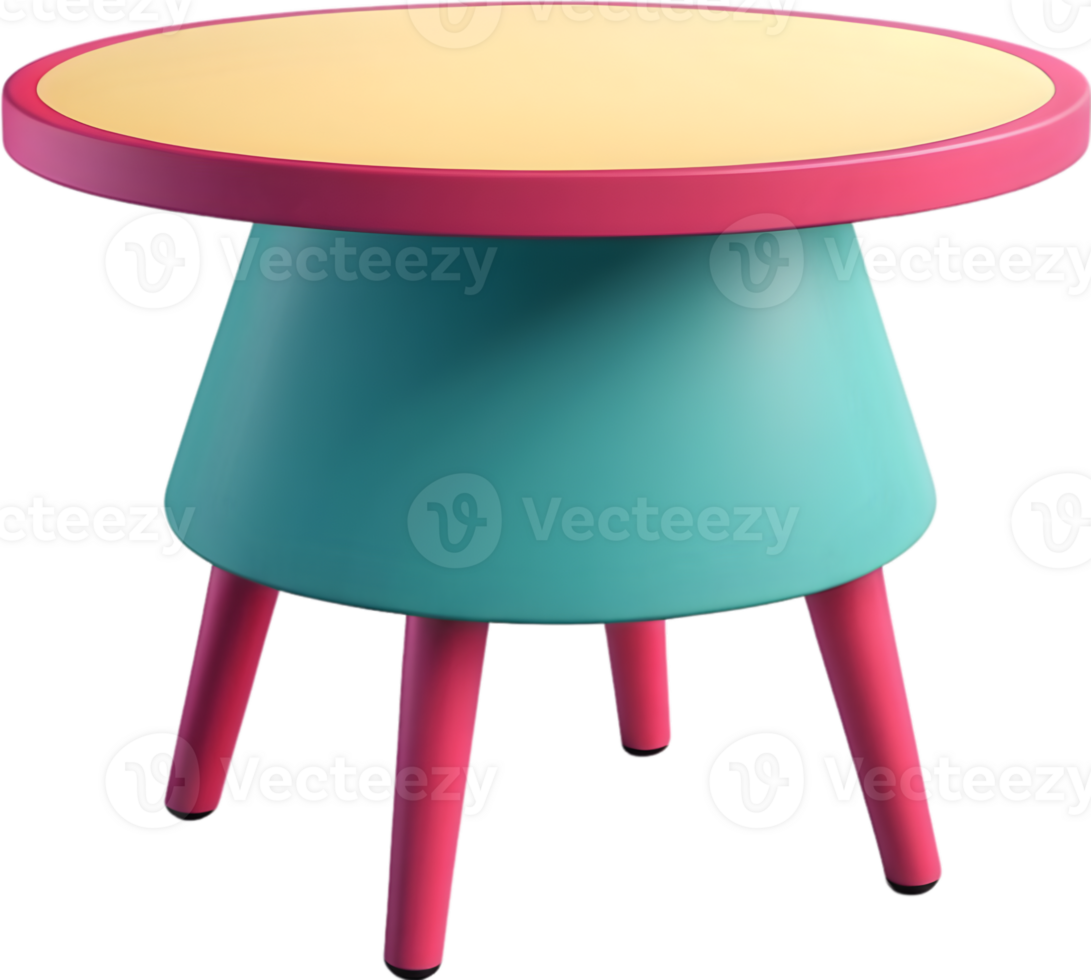 AI generated table with colorful table legs and a pink top png