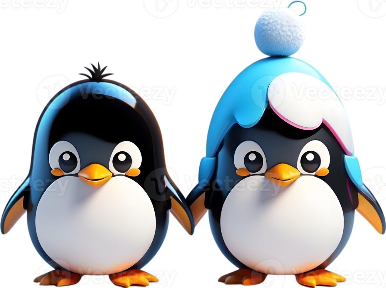 AI generated penguin cartoon, transparent background, transparent png