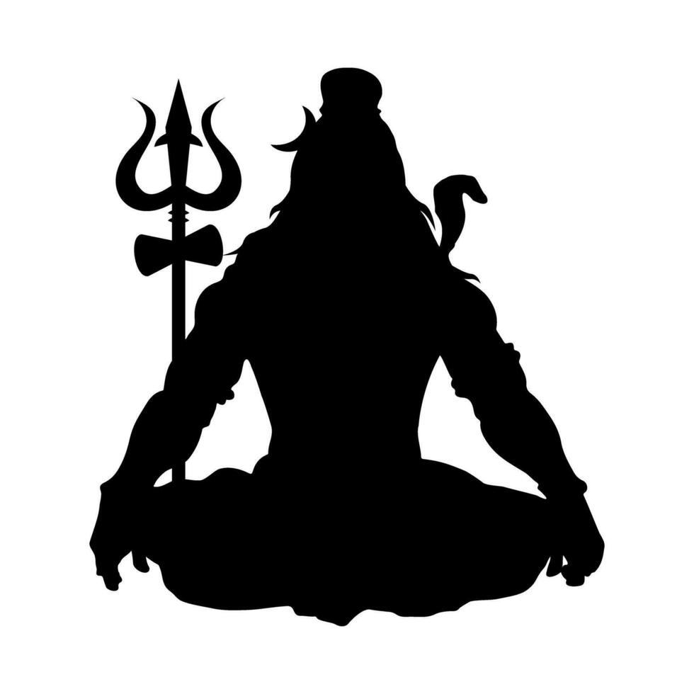 shiva Mahadev trishul silueta vector ilustración