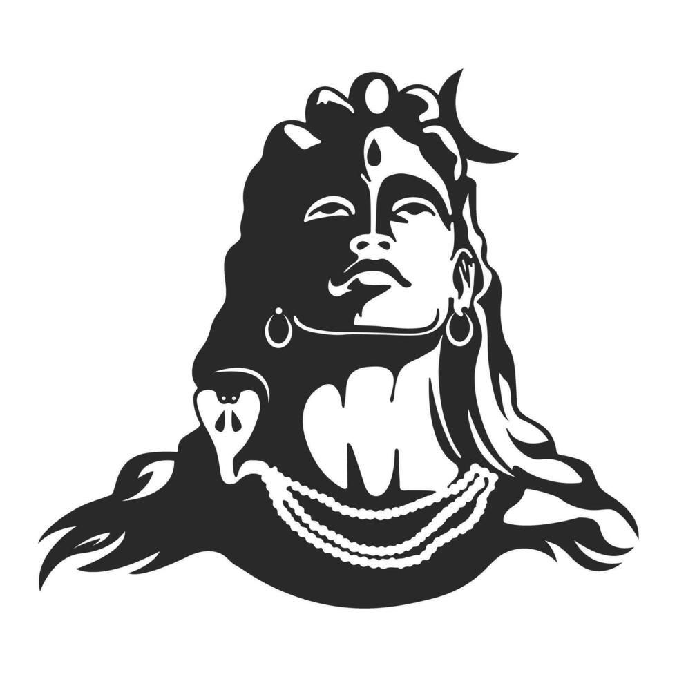 Adiyogi Shiva Mahadev Vector Drawing Illustration