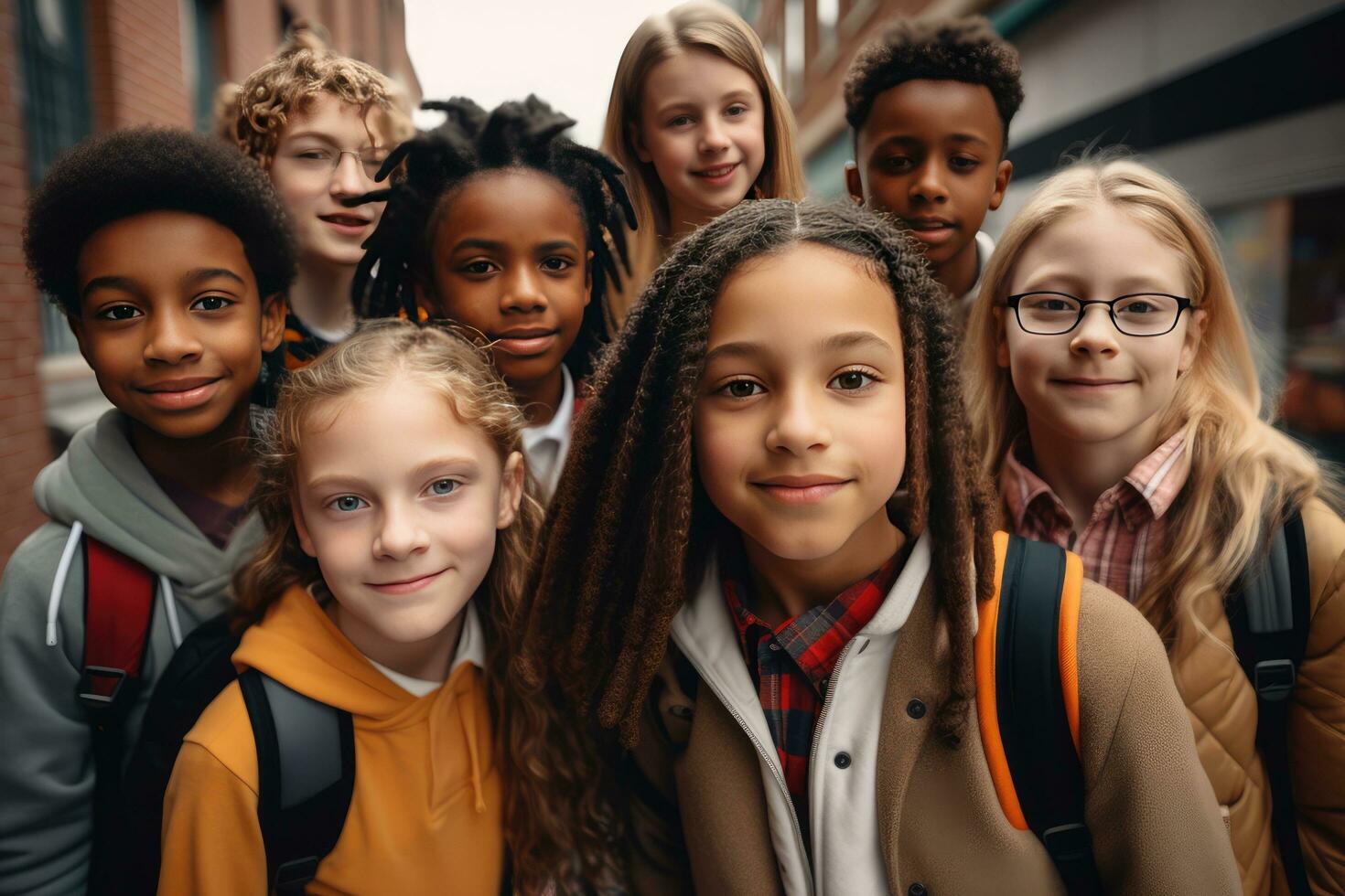 ai generado étnico diversidad colegio niños foto