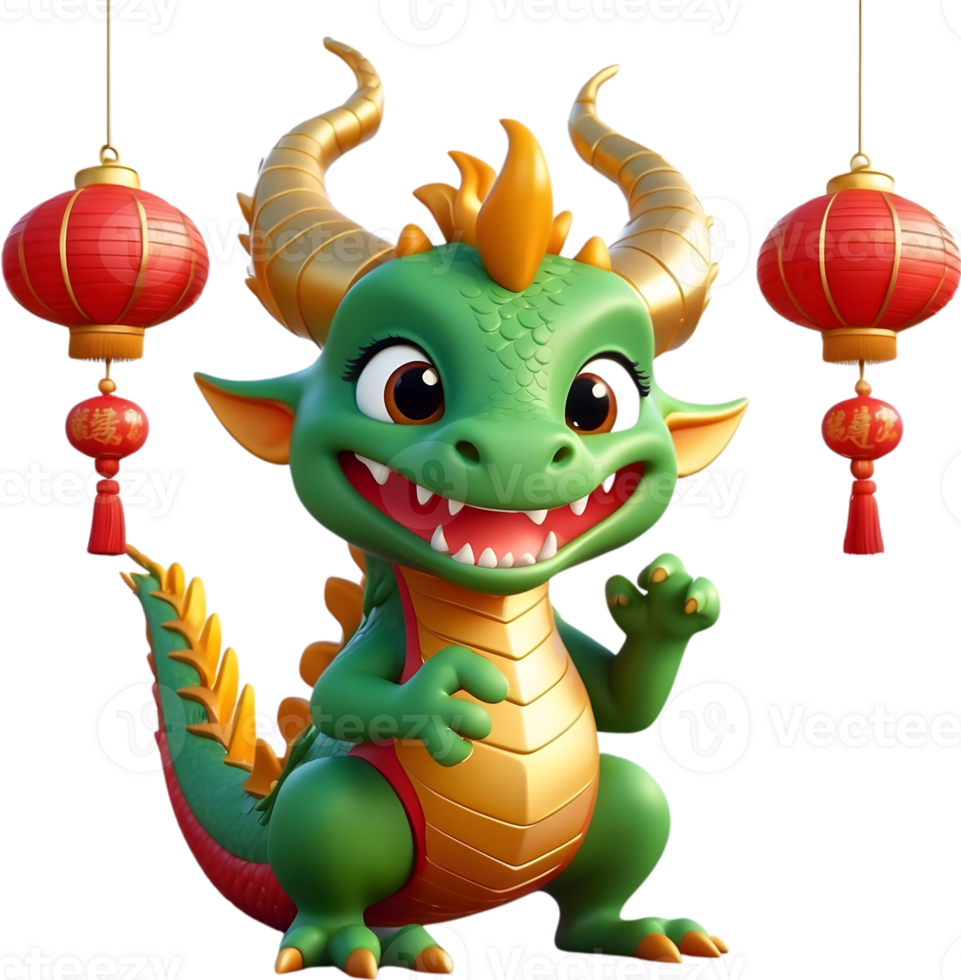 AI generated Chinese dragon zodiac, mythical creature illustration, png