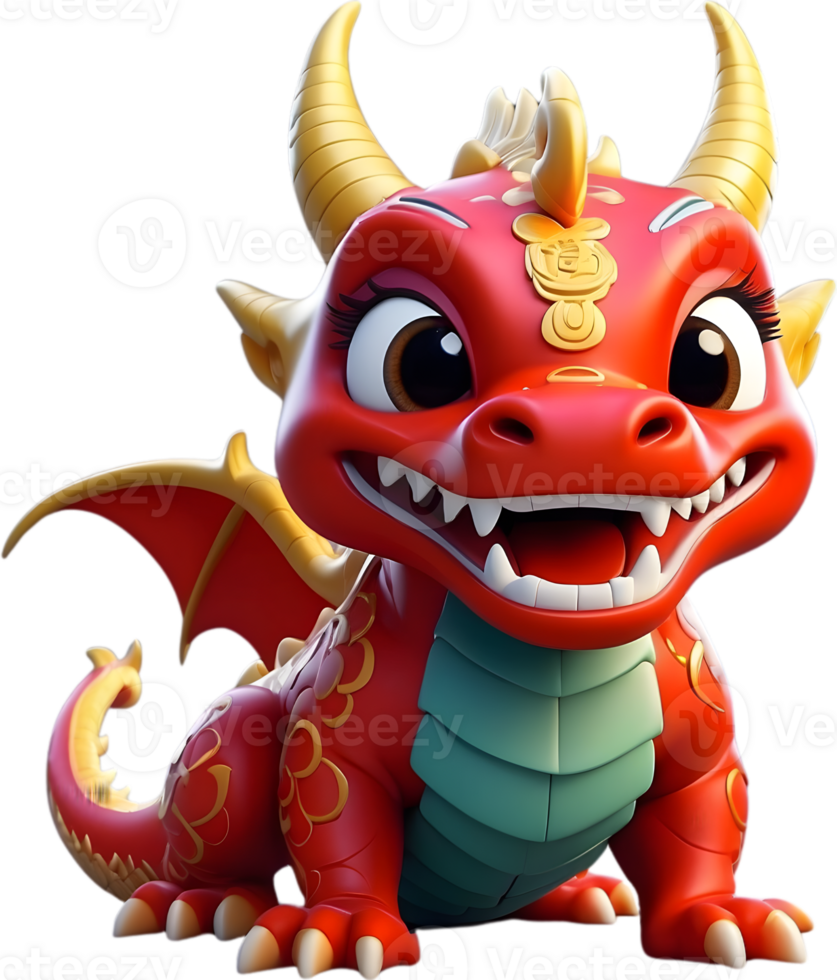 AI generated Chinese dragon zodiac, mythical creature illustration, png
