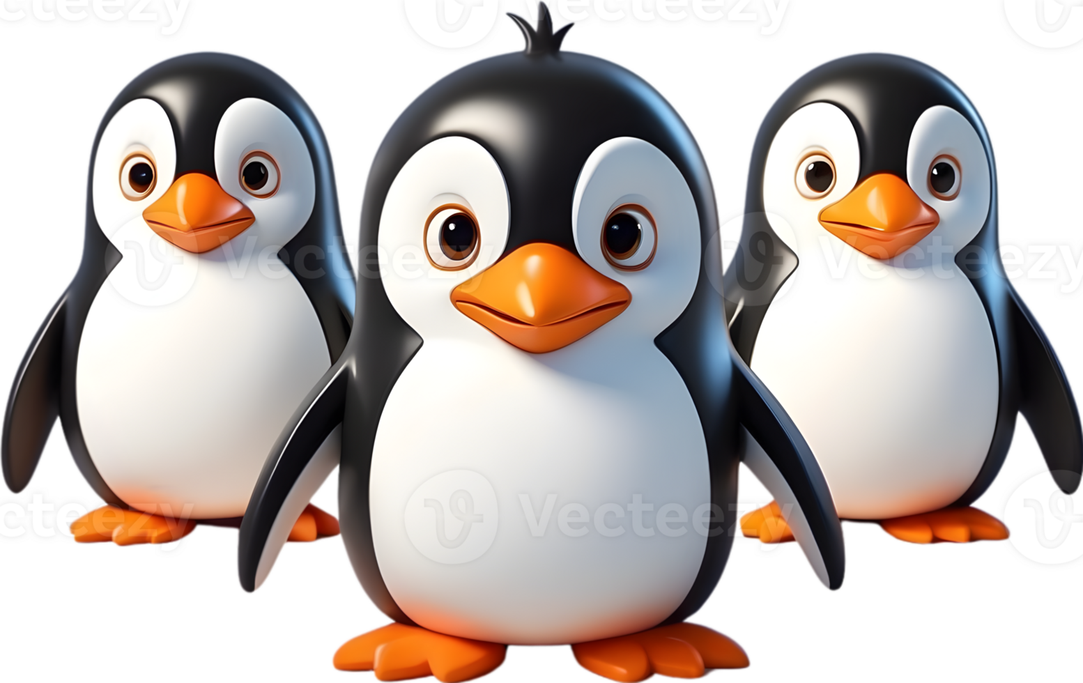 AI generated penguin cartoon, transparent background, transparent png