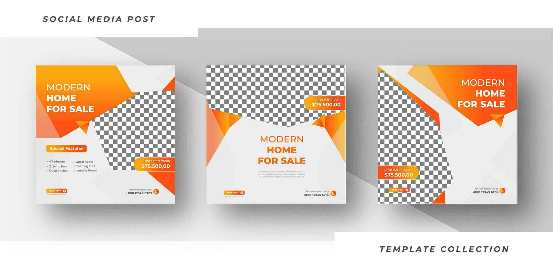 Modern Home for sale Real Estate Editable Posting Template Social Media Banners. Pro Vector