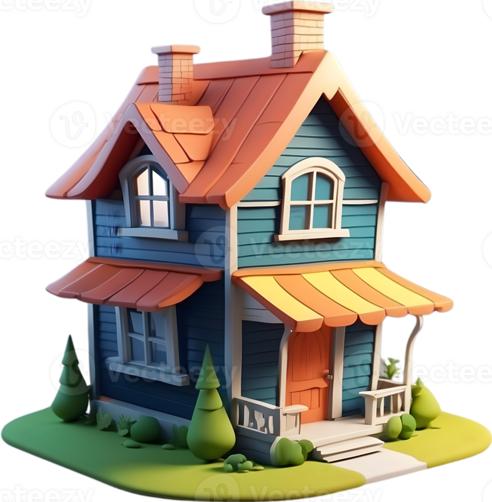 AI generated cartoon house Png