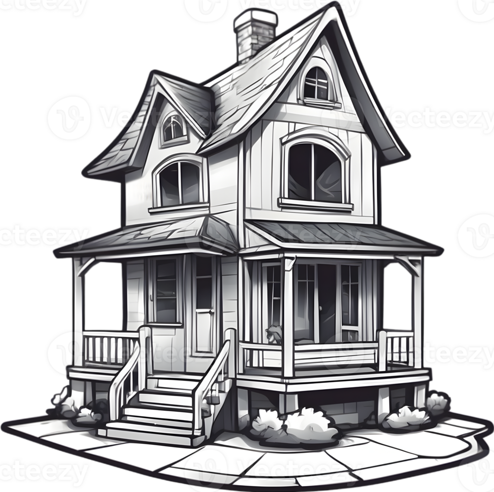 AI generated cartoon house Png