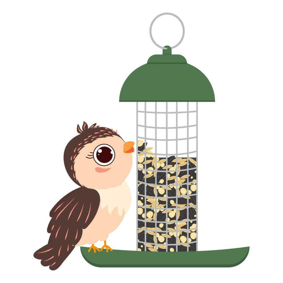 Bird feeder with food cartoon icon isolated on white background vector