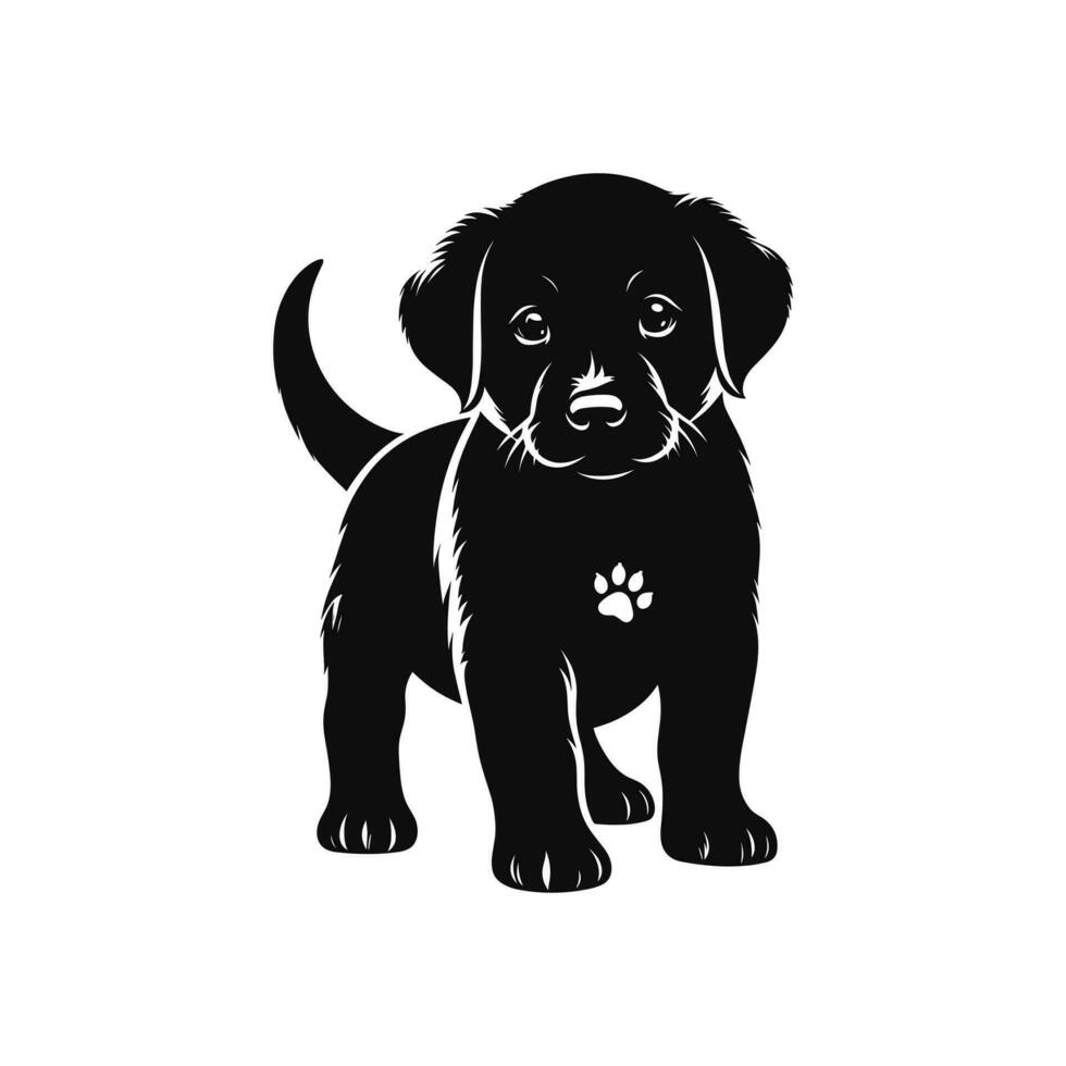 Simple Elegance logo icon Silhouette of a Puppy in Vector on White Background
