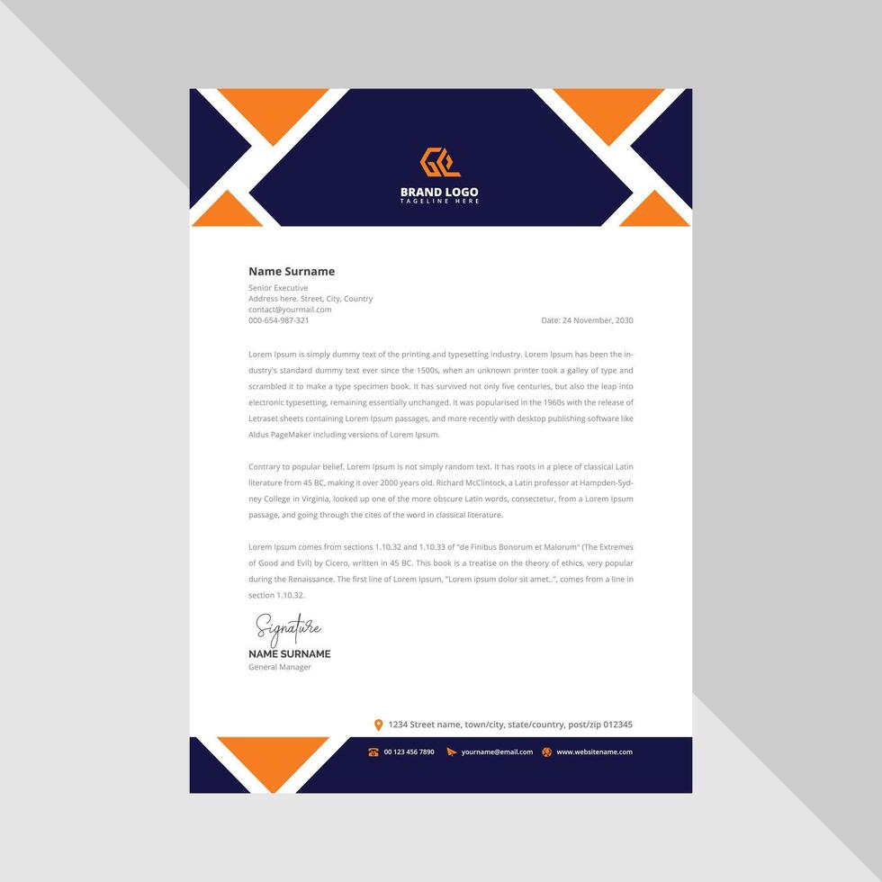 Abstract Professionalism, Creative and Modern Corporate Letterhead Design for Informative Impact vector