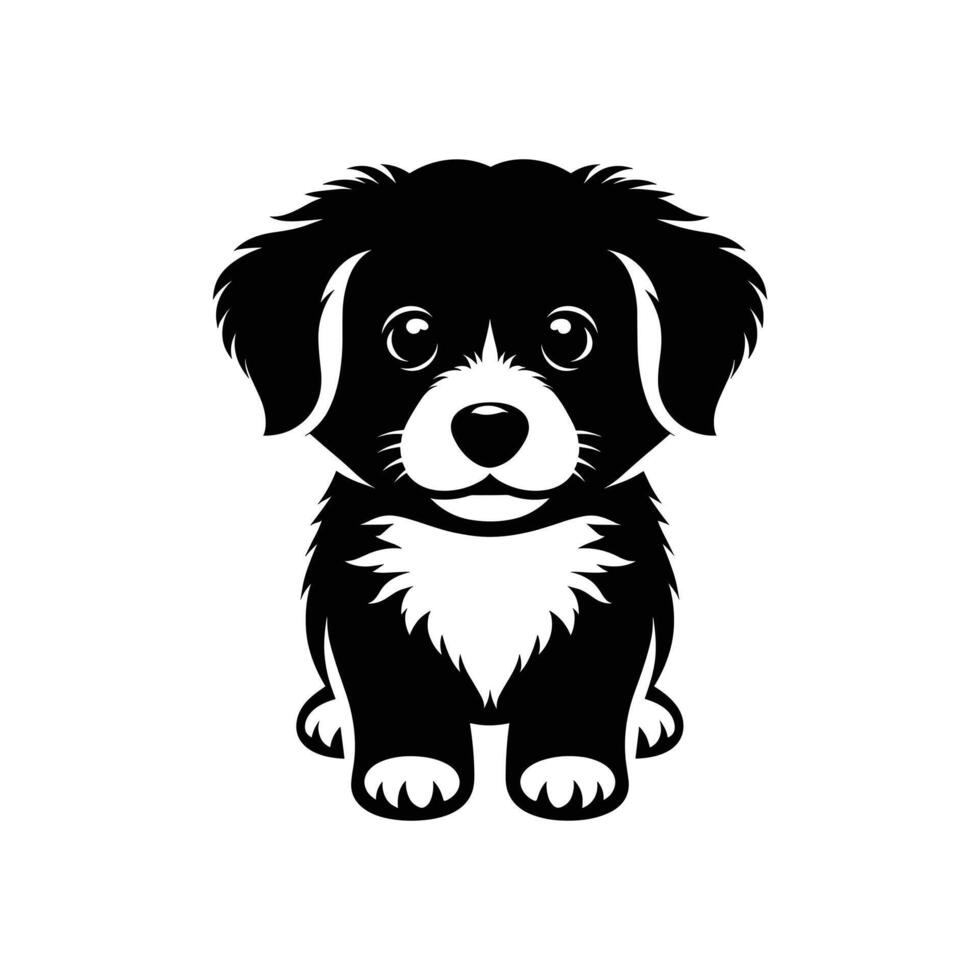 Vector Illustration logo icon Puppy Silhouette Against a White Backdrop