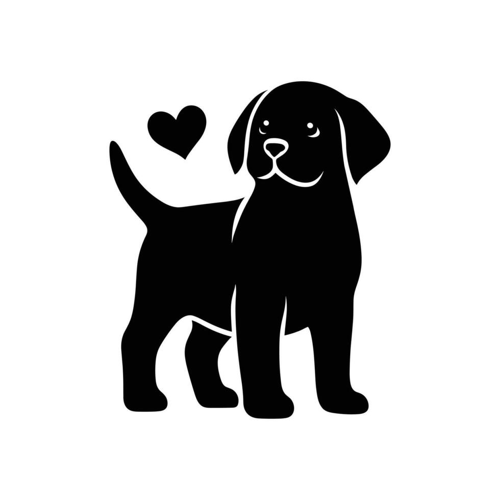 Vector Illustration logo icon Puppy Silhouette Against a White Backdrop