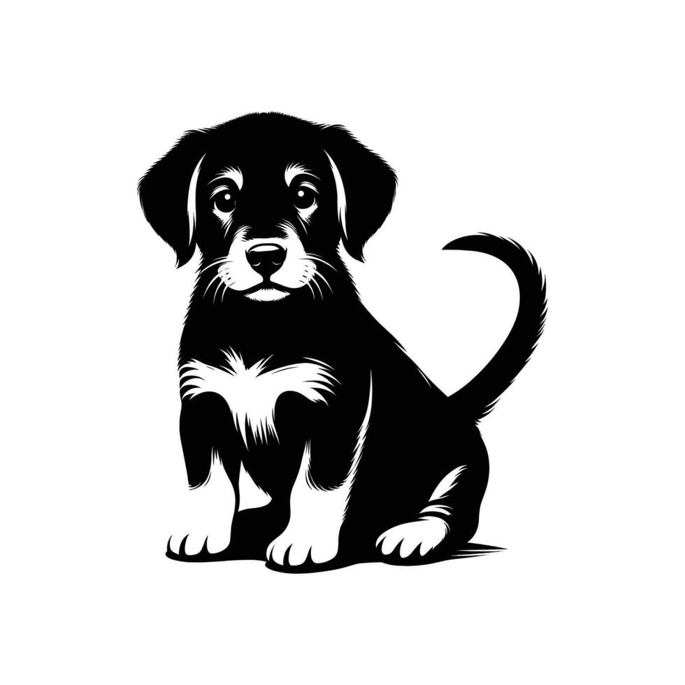 sencillo elegancia logo icono silueta de un perrito en vector en blanco antecedentes
