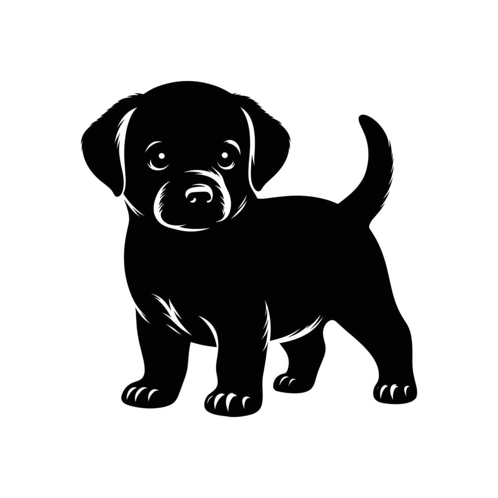 sencillo elegancia logo icono silueta de un perrito en vector en blanco antecedentes