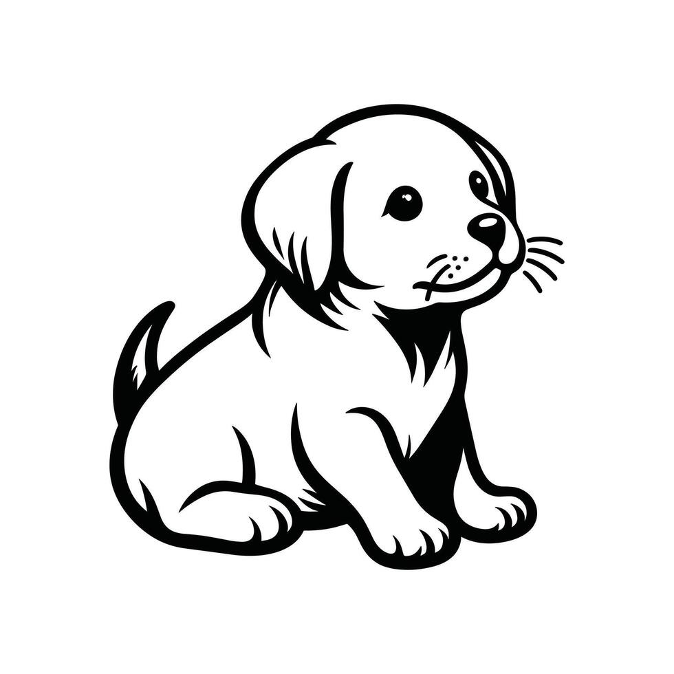 Vector Illustration logo icon Puppy Silhouette Against a White Backdrop