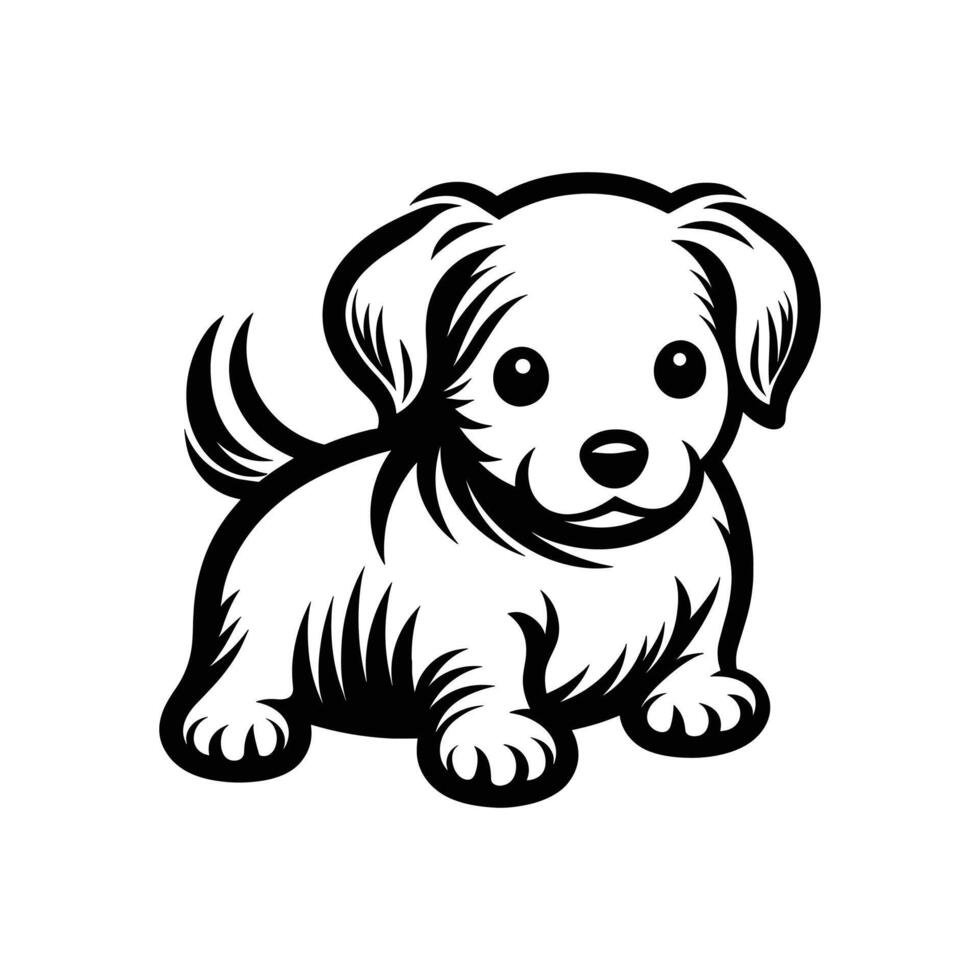 sencillo elegancia logo icono silueta de un perrito en vector en blanco antecedentes