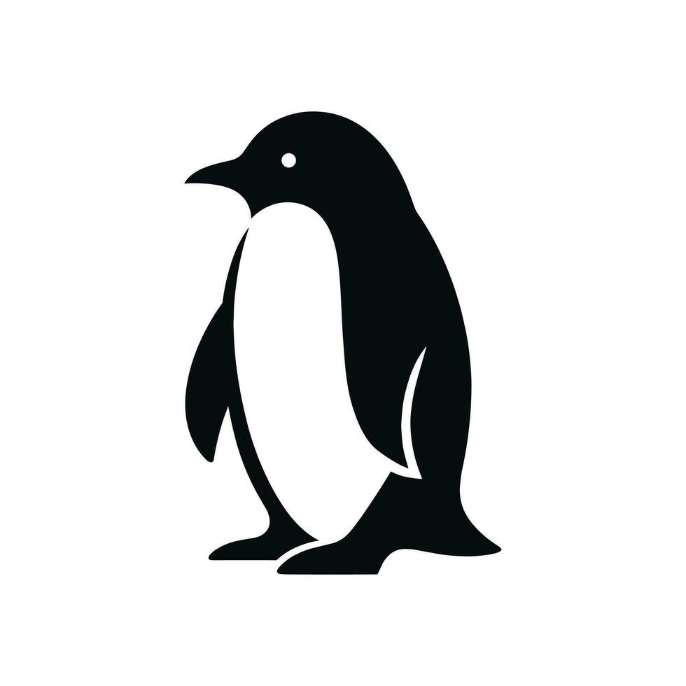 limpiar y mínimo pingüino logo en silueta vector icono