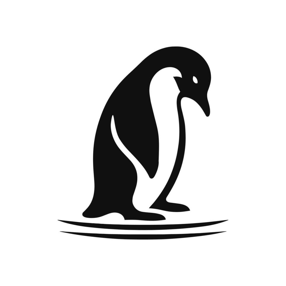 Silhouette of a simple Penguin logo icon vector illustration