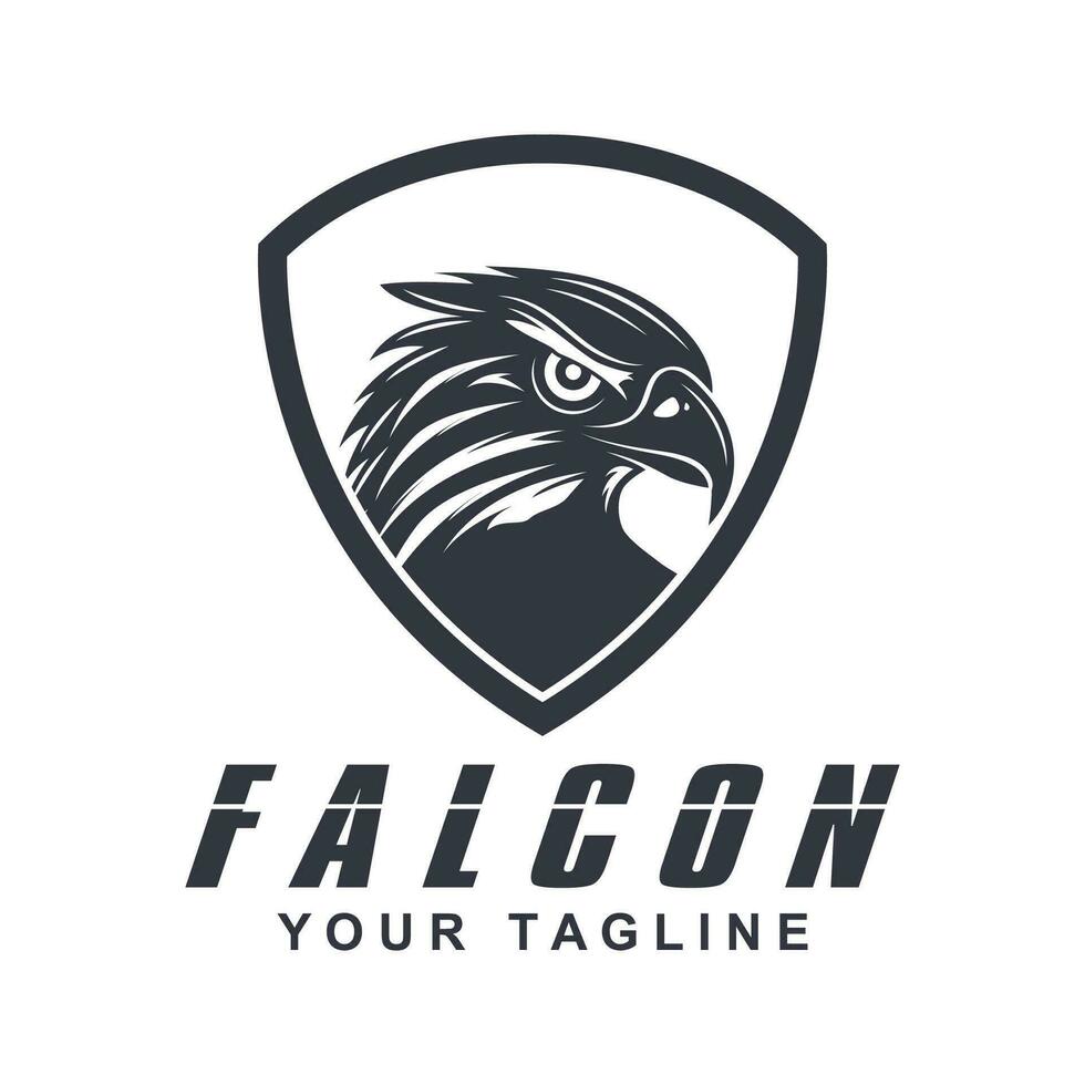 Simple falcon vector logo design, logo suitable for sport team, media company, and secure agency