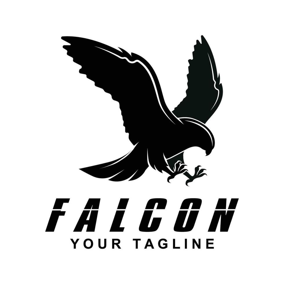 Simple falcon vector logo design, logo suitable for sport team, media company, and secure agency