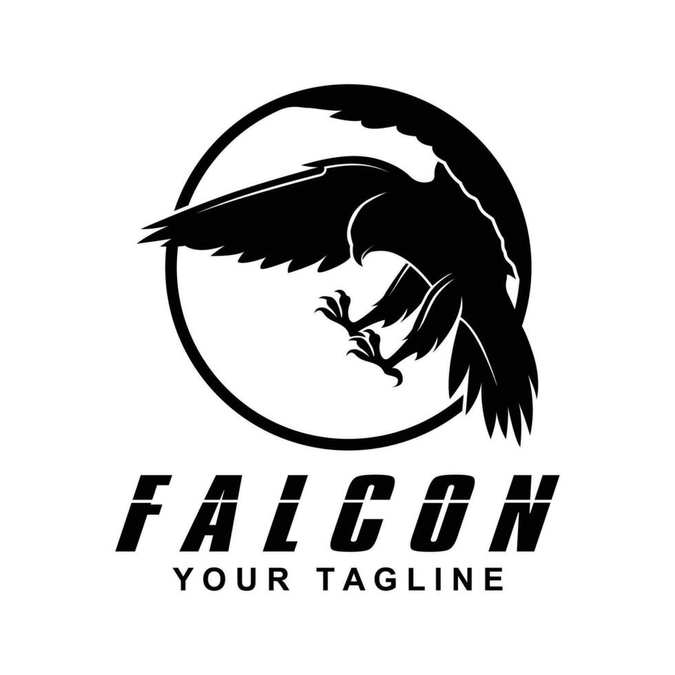 Simple falcon vector logo design, logo suitable for sport team, media company, and secure agency