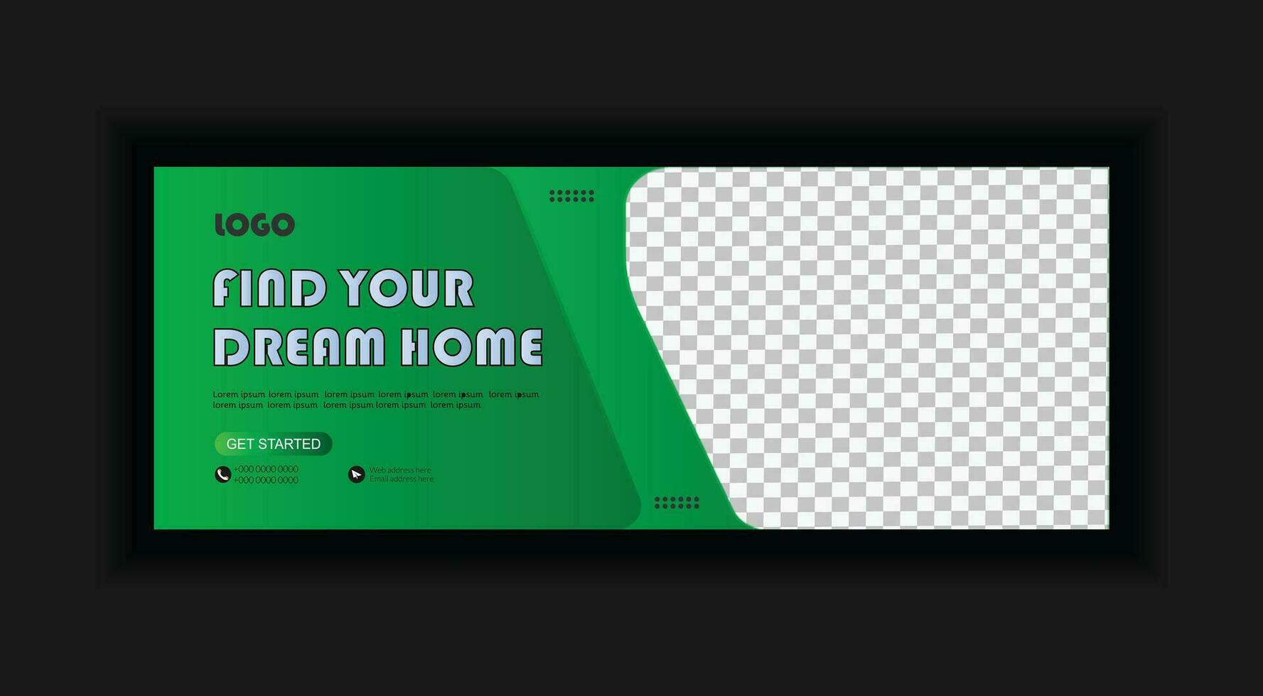 Green and white flyer template with a green background vector