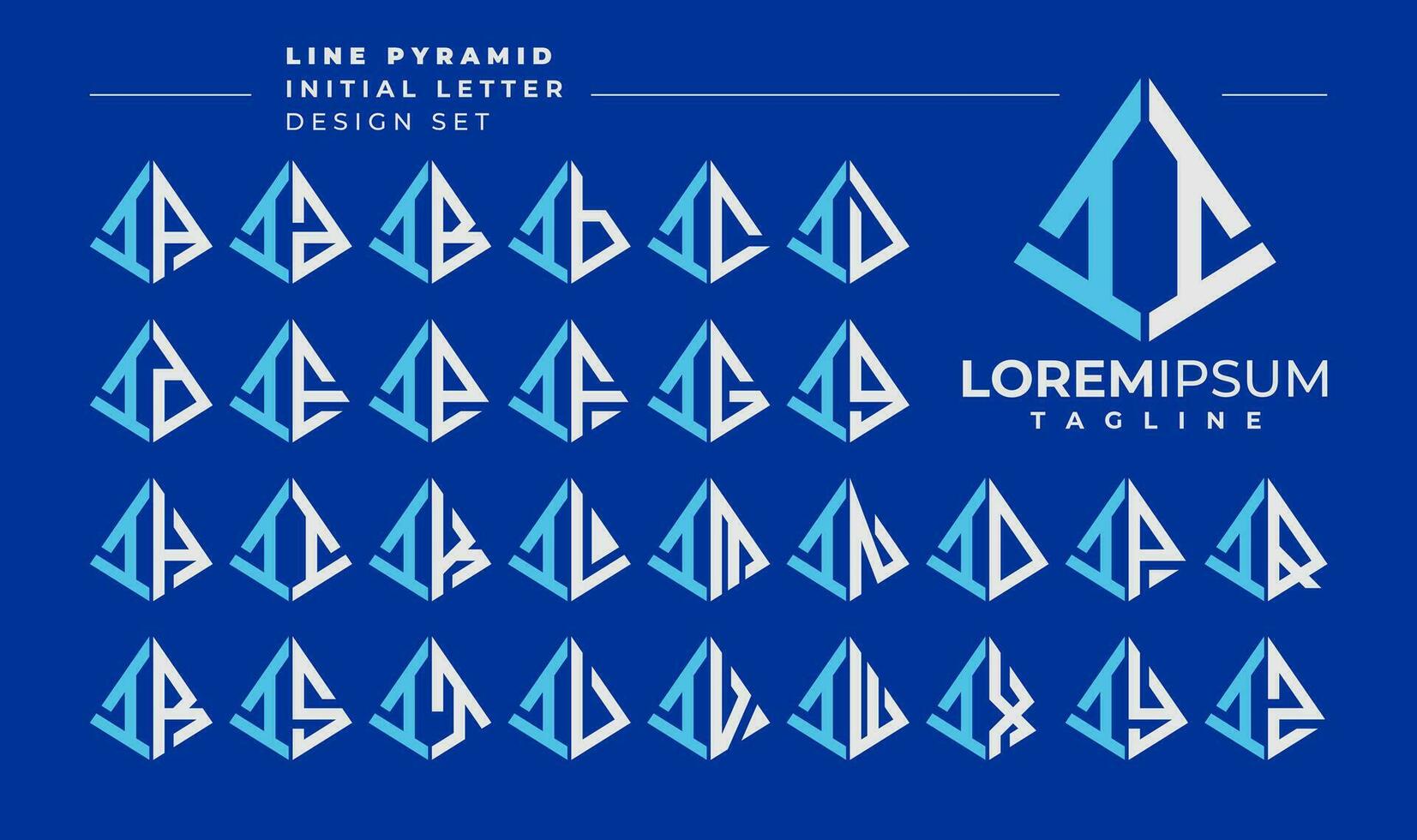 Line abstract pyramid initial letter I II logo design set vector