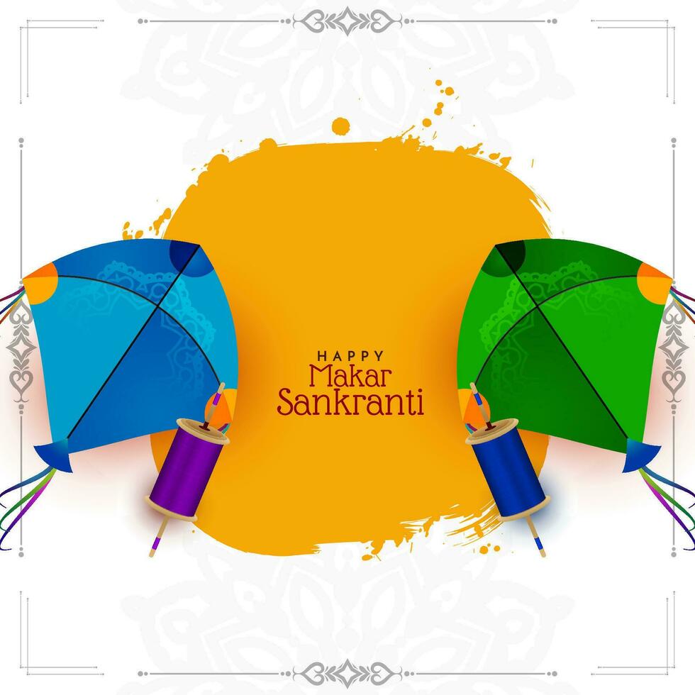 Happy Makar Sankranti Indian festival beautiful card design vector