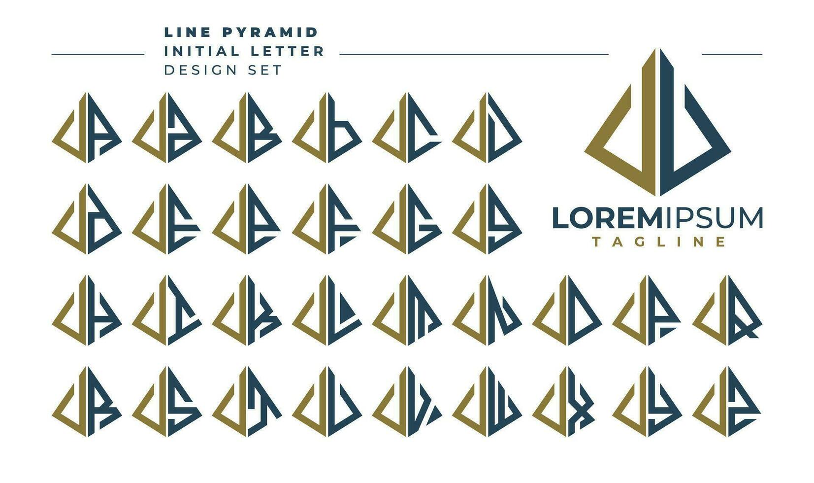 Set of geometric pyramid letter U UU logo design vector