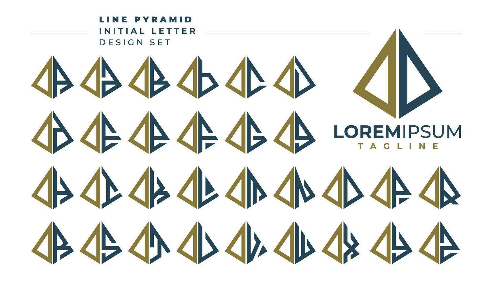 Set of geometric pyramid letter O OO logo, number 0 00 design vector