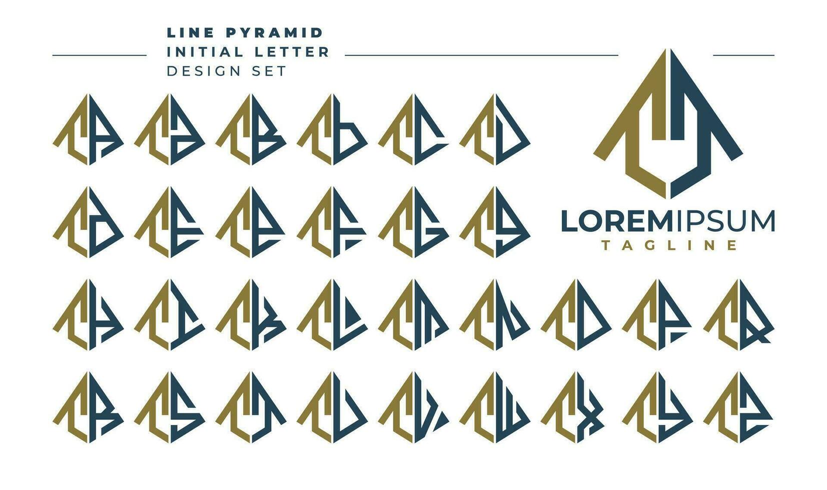 conjunto de geométrico pirámide letra t tt logo diseño vector