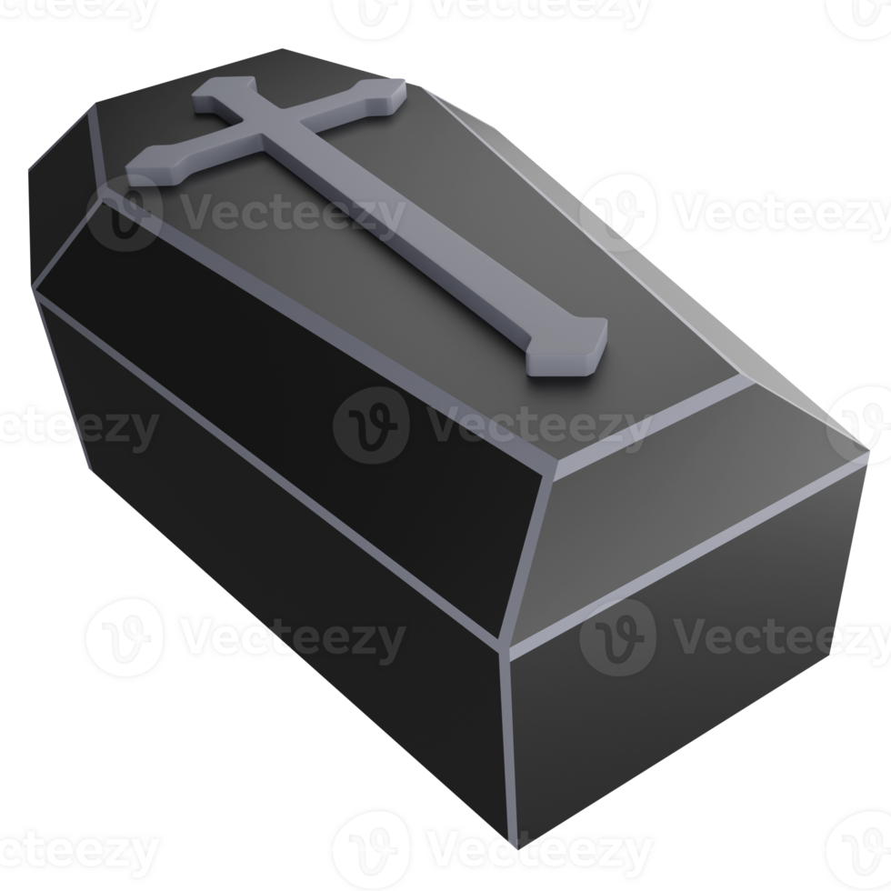 Halloween coffin clipart flat design icon isolated on transparent background, 3D render Halloween concept png