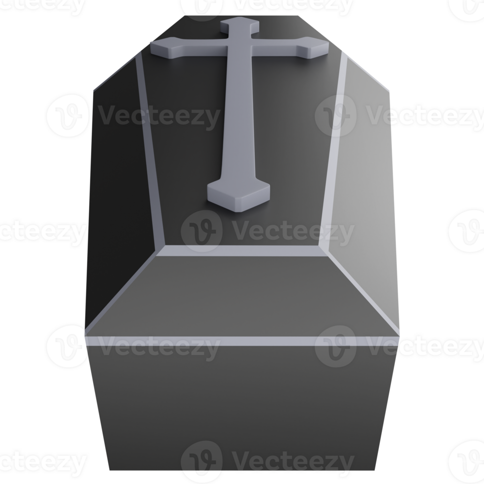 Halloween coffin clipart flat design icon isolated on transparent background, 3D render Halloween concept png