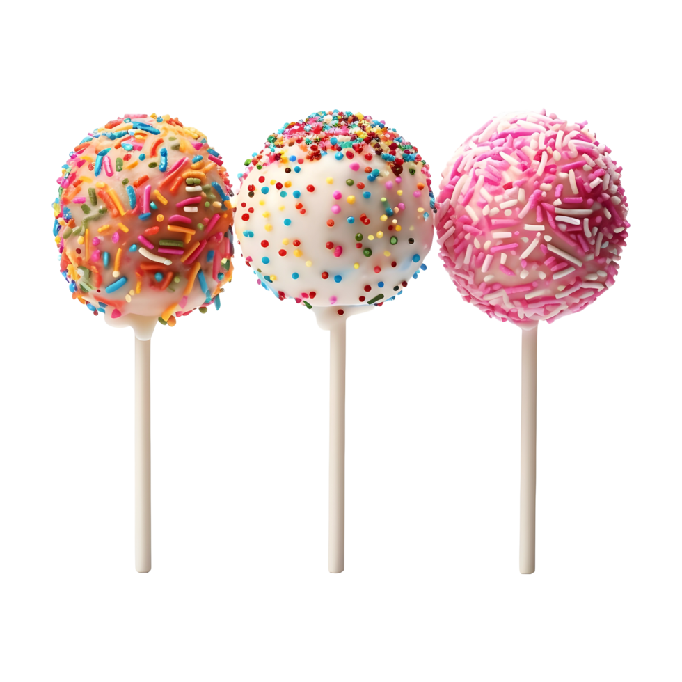 AI generated 3 Lollypops with Sweets on it on Transparent background - Ai Generated png