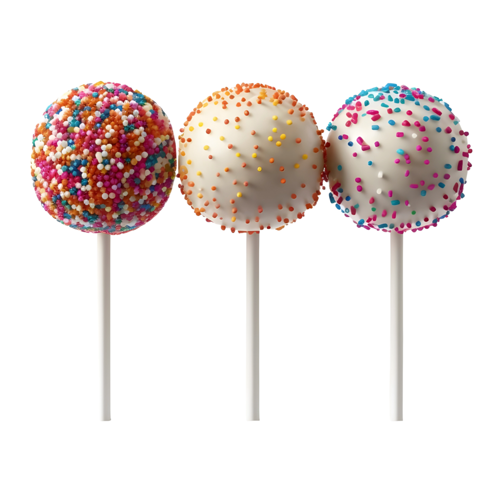 AI generated 3 Lollypops with Sweets on it on Transparent  background - Ai Generated png