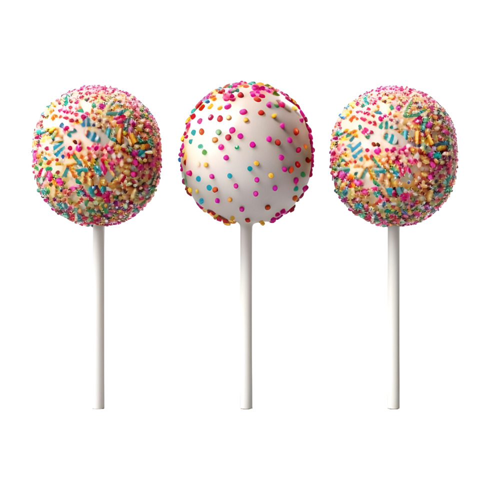 AI generated 3 Lollypops with Sweets on it on Transparent background - Ai Generated png